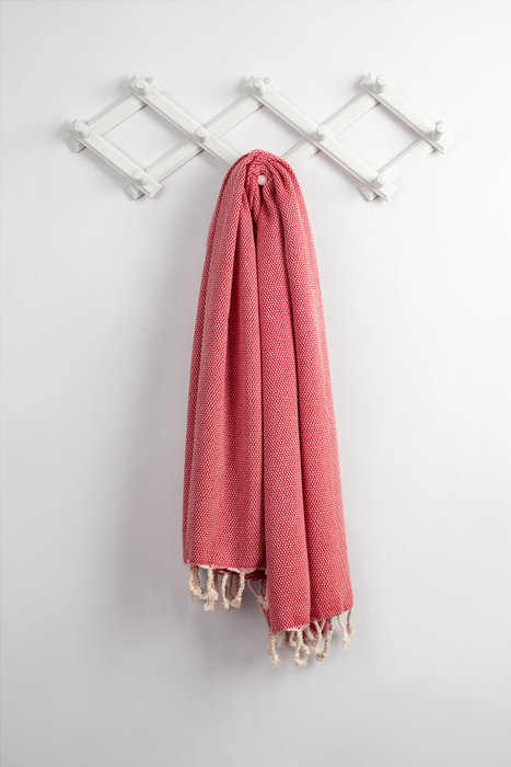 Mijölnir Toalla de Playa Fouta 100% Algodón Roja, 95x190cm, Diseño Panal, Absorbente y Suave para el Verano